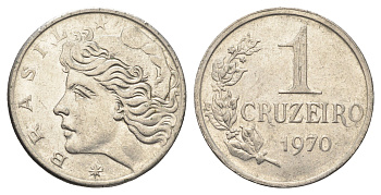 Бразилия 1 крузейро 1970 год-тип KM 581 никель 4663-543