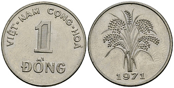 Южный Вьетнам 1 донг 1971 KM 7a сталь с никелевым покрытием 4171-1134