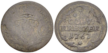 САКСЕН-КОБУРГ-СААЛФЕЛЬД 1 КРЕЙЦЕР 1767 Ernst Friedrich 1764-1800 Kozinowski/Otto/Ru? 898 Grasser 542 серебро 51-2117