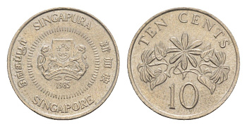 Сингапур 10 центов 1985 KM 51 медно-никель 4640-528