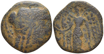 Набатея AE 129-104 гг. до н.э. голова Афины в шлеме / богиня Нике, Петра Meshorer 1 медь 1073-21-107