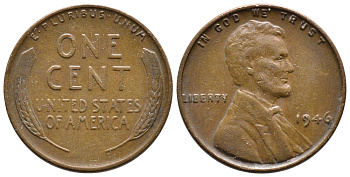 США 1 ЦЕНТ 1946 ЛИНКОЛЬН KM А132 медь цинк 4364-713