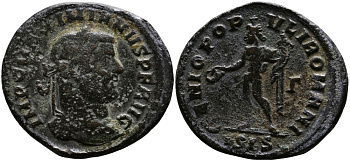 Римская Империя нуммий 295 Максимиан Геркулий GENIO POPVLI ROMANI Сисция Very fine RIC 85b бронза 270-222