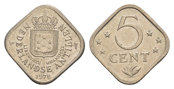 Нидерландские Антильские острова (Нидерландские Антилы) 5 центов 1975 KM 13 медно-никель aUNC 4613-261
