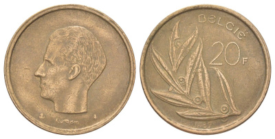 Бельгия 20 франков 1982 Belgie, Бодуэн I (1951-1993) KM 160 никель бронза 4624-357