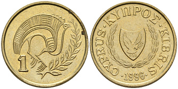 Кипр 1 цент 1996 KM 53.3 никель латунь 4174-1167