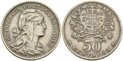 Португалия 50 сентаво 1965  KM 577 медно-никель    4153-122