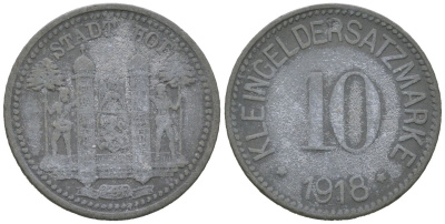 Хоф 10 пфеннигов 1918 Funck 217.2, Men18 14752.2 цинк 96-1222