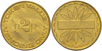 АНГЛИЯ ЖЕТОН ND 2 Р, TOKEN VALUE VENDING ONLY желтый металл 4544-923