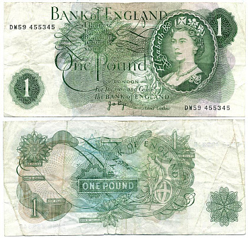 АНГЛИЯ 1 ФУНТ 1970-1977 Pick 374g бумага 7552-55-2