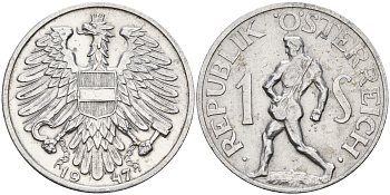 Австрия 1 шиллинг 1947  KM 2871 алюминий    4153-234