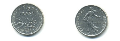 ФРАНЦИЯ 1/2 ФРАНКА 1968 СЕЯТЕЛЬ KM 931.1, LE FRANC 198.7 никель 54-1526