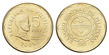Филиппины 5 писо 2005 KM 272 никель латунь UNC 4666-647