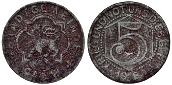 Германия, Кальф 5 пфеннигов 1918 Баден-Вюртемберг, нотгельд Funck 73.1c железо 4118-1116