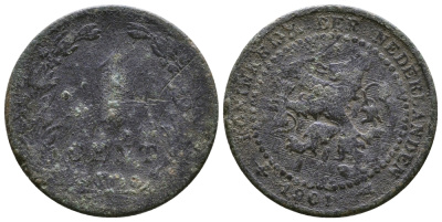 НИДЕРЛАНДЫ 1 ЦЕНТ 1901 ГОД ТИП KM 131 бронза 4110-1344