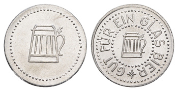Германия жетон в 1 "стакан пива" ND диаметр 24 мм, вес 1,1 гр алюминий UNC 4638-851