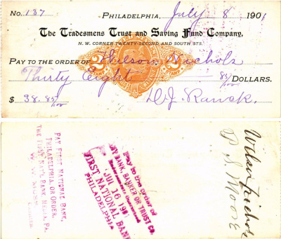 США чек на 38,85 долларов 1901 Филадельфия бумага 3295-116-3-2