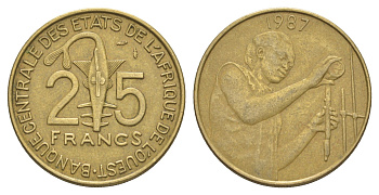 Западная Африка (BCEAO) 25 франков 1987 KM 9 алюминиевая бронза 4612-1253