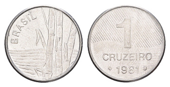 Бразилия 1 крузейро 1981 KM 590 нержавеющая сталь UNC 4640-1165