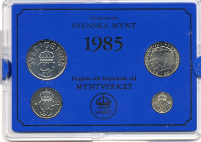 Швеция набор монетного двора из 4 монет 1985 в пластике, Карл XVI Густав (1973- ) KM MS35 UNC 4-3-7-143