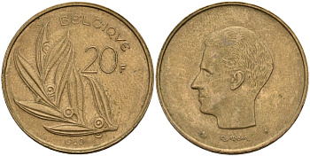 Бельгия 20 франков 1980 Belgique, Бодуэн I (1951-1993) KM 159 никель бронза 4150-827