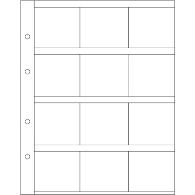 Лист в альбом 'Optima' для монет в холдерах, на 12 ячеек. 309197