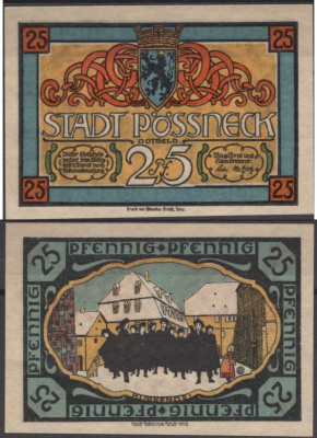 Плён 25 пфеннигов ND (1921) бумага UNC (пресс) 2193-51-3-1