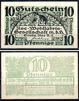 Бюкген (Пруссия, Бранденбург) 10 пфеннигов ND Общество благосостояния Ильзы (Ilse) 7556-37-2-2
