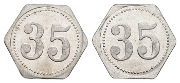 Германия жетон в 35 пфеннигов для приобретения "стакана пива" ND размер 21,5x21,5 мм, вес 0,97 гр алюминий UNC 4638-934