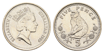Гибралтар 5 пенсов 1989 KM 22.1 медно-никель UNC 4666-316