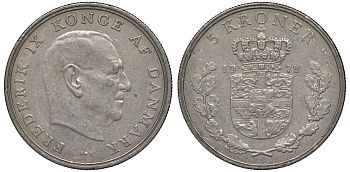 Дания 5 крон 1972 Фредерик IX (1947-1972) KM 853 медно-никель 00-00