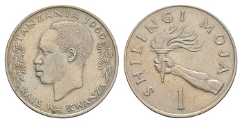 Танзания 1 шиллинг 1966 KM 4 медно-никель 4403-732
