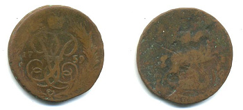 РОССИЯ 1 КОПЕЙКА 1759 медь 61-626