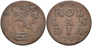 Голландия (Holland), Нидерланды 1 дуит 1780 KM 80 медь 00-00-00