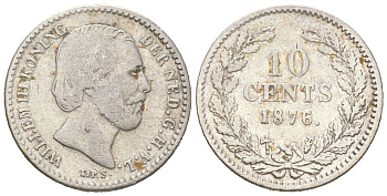 Нидерланды 10 центов 1876 Виллем III (1849-1890) KM 80 серебро 4152-833