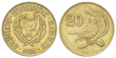 Кипр 20 центов 1983 птичка KM 57.1 никель латунь 4628-937