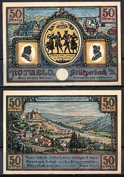 Штютцербах (Тюрингия) 50 пфеннигов 1921 Mehl Grabowski 1287.3-4/4 бумага UNC (пресс) 7556-62-2-2