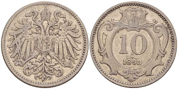 АВСТРИЯ 10 ГЕЛЛЕРОВ 1893 АВСТРО-ВЕНГЕРСКАЯ ИМПЕРИЯ KM 2802 никель 201-341