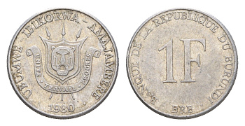 Бурунди 1 франк 1980 KM 19 алюминий 4649-435