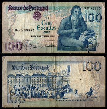 Португалия 100 эскудо 1981 Pick 178 b (4) бумага 7217-20-3-2