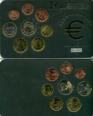 Финляндия евронабор из 8 монет 2007 2 евро юбилейные биметалл UNC 1181-1-15
