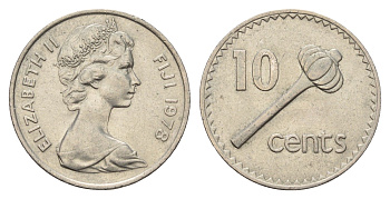 Фиджи 10 центов 1978 KM 30 медно-никель UNC 4678-1016