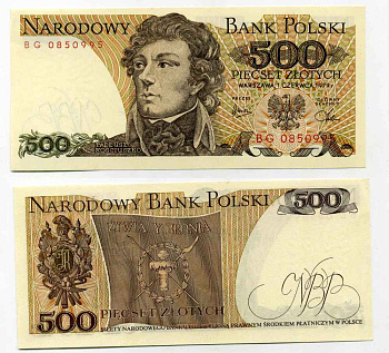 Польша 500 злотых 1982 Тадеуш Костюшко Pick 145 d бумага UNC (пресс) 8588-3-2-2