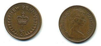 Великобритания 1/2 пенни 1973 Елизавета II (1952-2022) КМ 914, Spink 4239 бронза 4110-1653