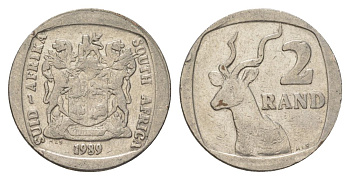 ЮАР 2 ранда 1989 KM 139 медь плакированная никелем 4626-957