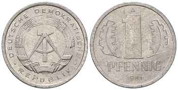 ГДР 1 пфенниг 1981 А KM 8.2 алюминий 4623-419