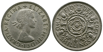 Великобритания 2 шиллинга (флорин) 1963 Елизавета II (1952-2022) KM 906, Spink 4146 медно-никель 4382-414