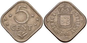 Нидерландские Антилы 5 центов 1978 Юлиана (1948-1980) KM 13 медно-никель 4141-157