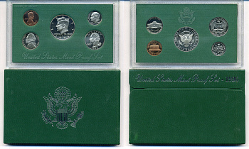 США годовой набор из 5 монет (1, 5, 10, 25 и 50 центов) 1996 в оригинальной упаковке KM PS185 (164a, A192, 195a, 201b и 202b) PROOF 8-2-02-44