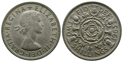 Великобритания 2 шиллинга (флорин) 1963 Елизавета II (1952-2022) KM 906, Spink 4146 медно-никель 4382-414